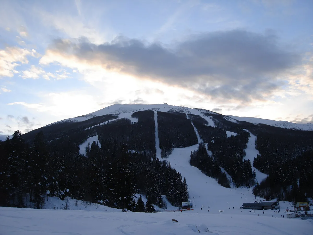 Snow-covered ski slopes on Bjelašnica